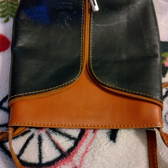 Vera Pelle Crossbody Bag Made in Italy Leather Zipper Front Nice - Picture 6 of 12